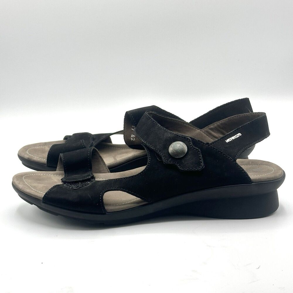 Mephisto Prudy Women's Black Wedge Heel Sandals EU Size 42 US Size 12 Suede - Picture 5 of 16